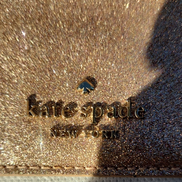 Kate Spade Shimmering Rose Gold Card Holder and Rose Gold Rose Mirror NWOT - Picture 3 of 7
